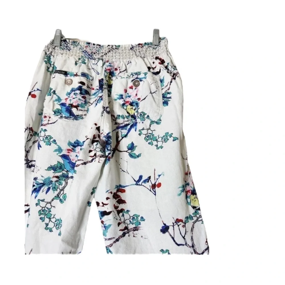 WESTBOUND Floral Bird Print Linen Blend Wide Leg / Drawstring Pants Size Small - Picture 7 of 11